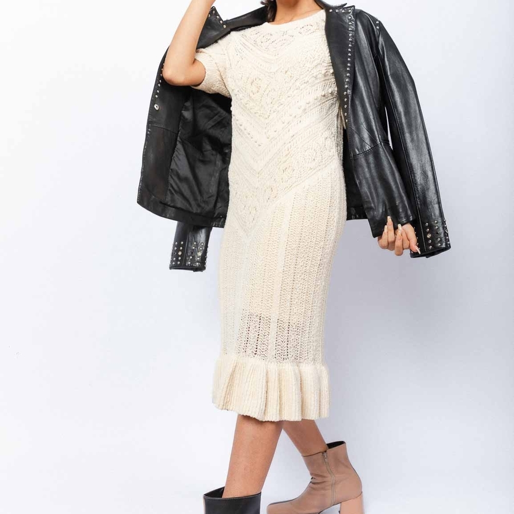 Mango Cream Cottage Core Crochet Dress